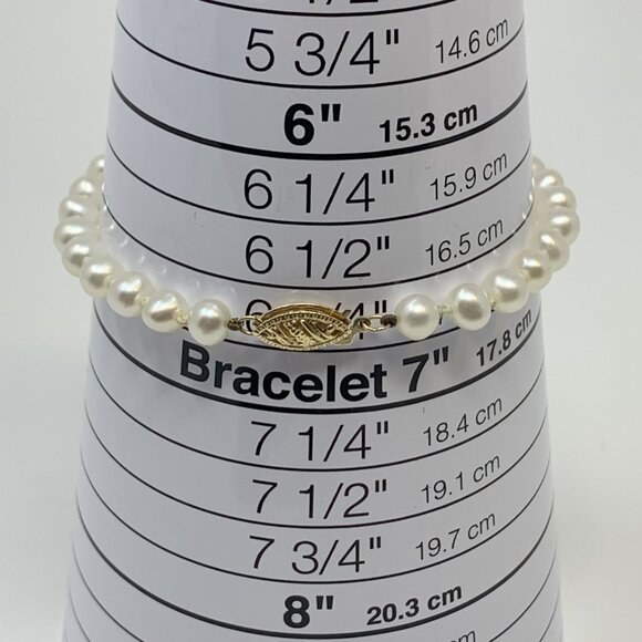 Freshwater Pearl Beaded Bracelet 14K Gold Clasp Size 6 3/4" - Picture 13 of 14